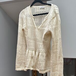 Cream Knit Long Sleeve Sweater